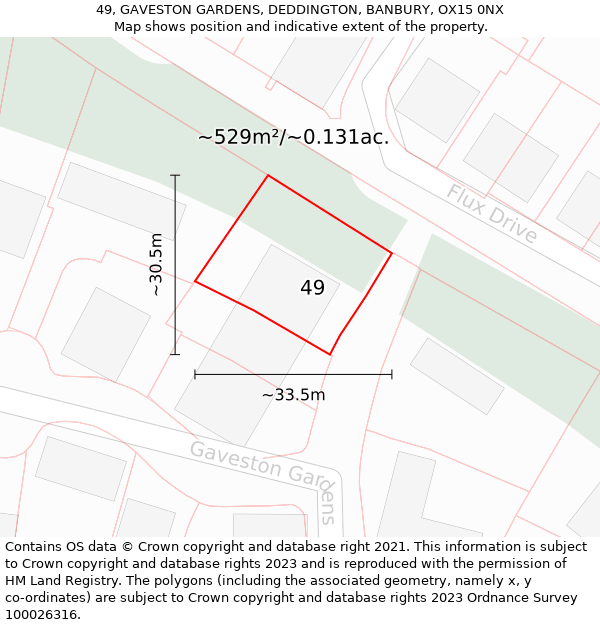 49, GAVESTON GARDENS, DEDDINGTON, BANBURY, OX15 0NX: Plot and title map