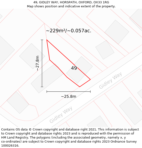 49, GIDLEY WAY, HORSPATH, OXFORD, OX33 1RG: Plot and title map