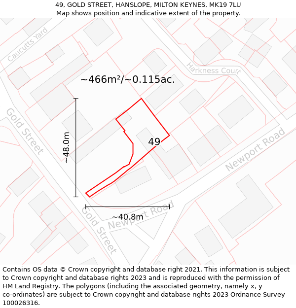 49, GOLD STREET, HANSLOPE, MILTON KEYNES, MK19 7LU: Plot and title map