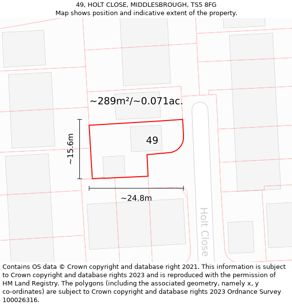 49, HOLT CLOSE, MIDDLESBROUGH, TS5 8FG: Plot and title map