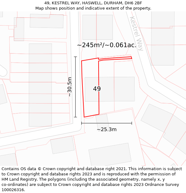 49, KESTREL WAY, HASWELL, DURHAM, DH6 2BF: Plot and title map