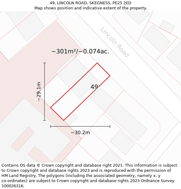 49, LINCOLN ROAD, SKEGNESS, PE25 2ED: Plot and title map