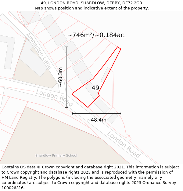 49, LONDON ROAD, SHARDLOW, DERBY, DE72 2GR: Plot and title map