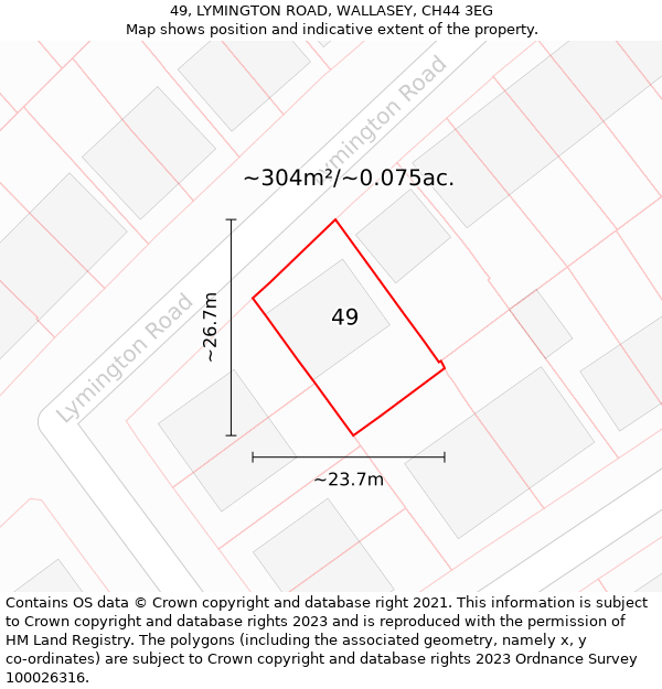 49, LYMINGTON ROAD, WALLASEY, CH44 3EG: Plot and title map