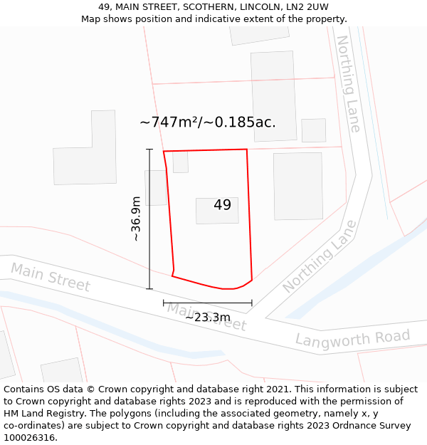 49, MAIN STREET, SCOTHERN, LINCOLN, LN2 2UW: Plot and title map