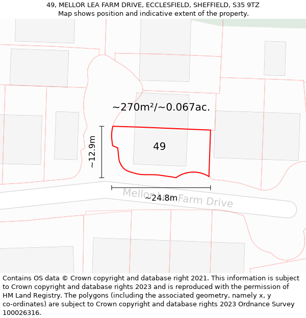 49, MELLOR LEA FARM DRIVE, ECCLESFIELD, SHEFFIELD, S35 9TZ: Plot and title map