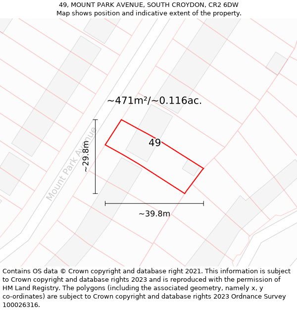 49, MOUNT PARK AVENUE, SOUTH CROYDON, CR2 6DW: Plot and title map