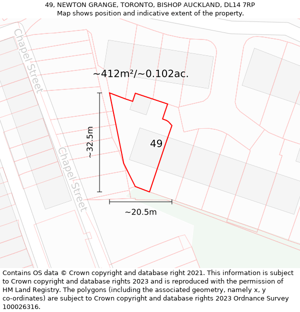 49, NEWTON GRANGE, TORONTO, BISHOP AUCKLAND, DL14 7RP: Plot and title map