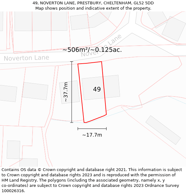 49, NOVERTON LANE, PRESTBURY, CHELTENHAM, GL52 5DD: Plot and title map