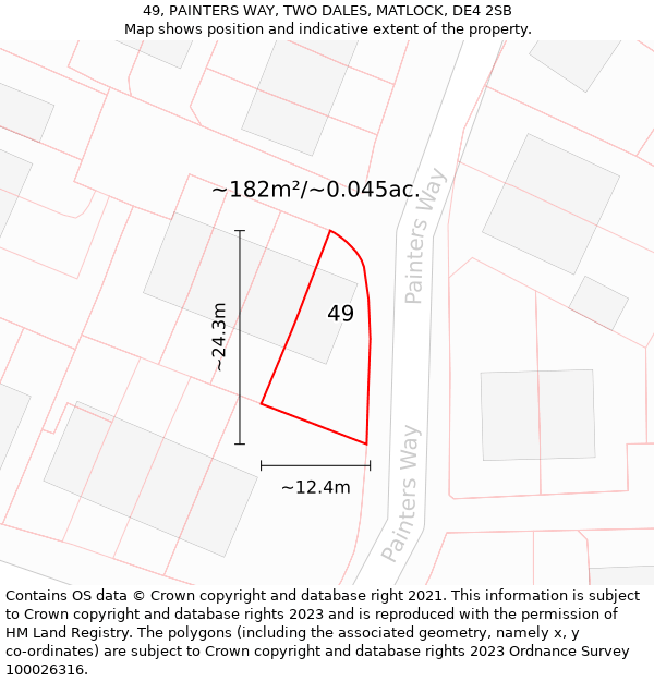 49, PAINTERS WAY, TWO DALES, MATLOCK, DE4 2SB: Plot and title map