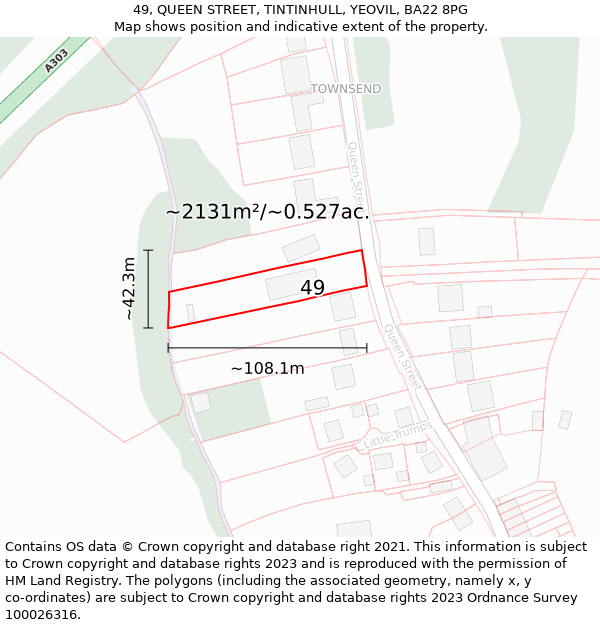 49, QUEEN STREET, TINTINHULL, YEOVIL, BA22 8PG: Plot and title map