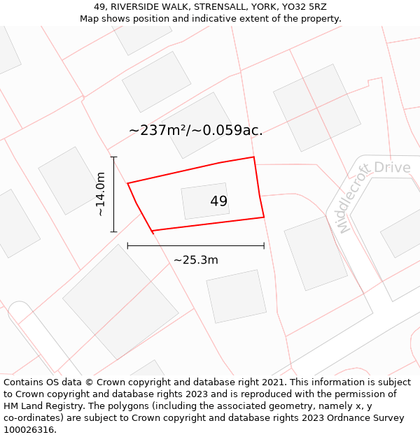 49, RIVERSIDE WALK, STRENSALL, YORK, YO32 5RZ: Plot and title map