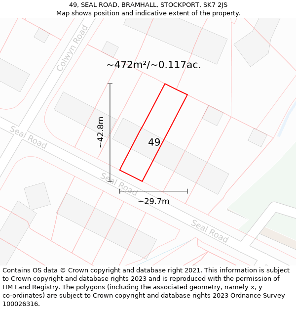 49, SEAL ROAD, BRAMHALL, STOCKPORT, SK7 2JS: Plot and title map