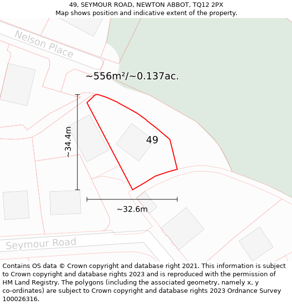 49, SEYMOUR ROAD, NEWTON ABBOT, TQ12 2PX: Plot and title map