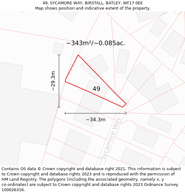 49, SYCAMORE WAY, BIRSTALL, BATLEY, WF17 0EE: Plot and title map