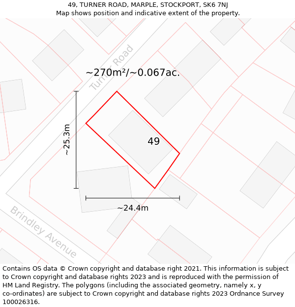 49, TURNER ROAD, MARPLE, STOCKPORT, SK6 7NJ: Plot and title map