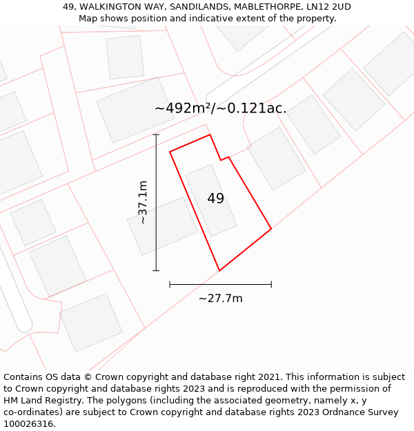 49, WALKINGTON WAY, SANDILANDS, MABLETHORPE, LN12 2UD: Plot and title map