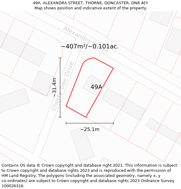 49A, ALEXANDRA STREET, THORNE, DONCASTER, DN8 4EY: Plot and title map