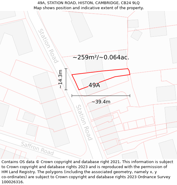 49A, STATION ROAD, HISTON, CAMBRIDGE, CB24 9LQ: Plot and title map