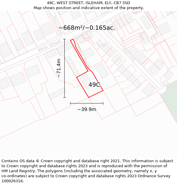 49C, WEST STREET, ISLEHAM, ELY, CB7 5SD: Plot and title map