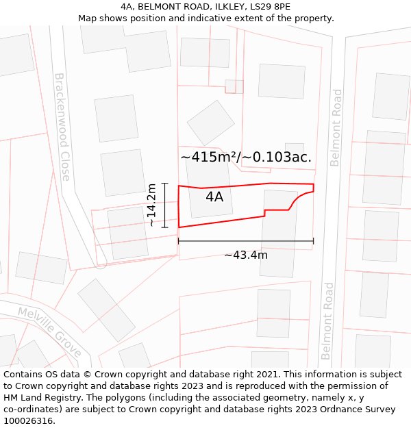 4A, BELMONT ROAD, ILKLEY, LS29 8PE: Plot and title map