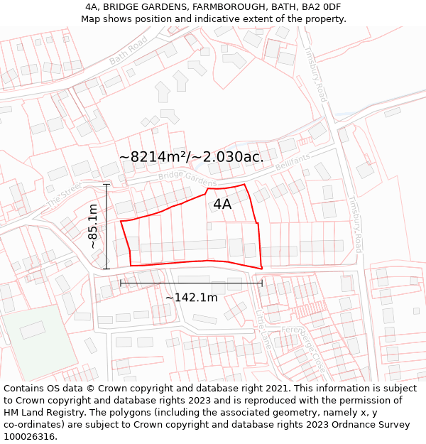 4A, BRIDGE GARDENS, FARMBOROUGH, BATH, BA2 0DF: Plot and title map