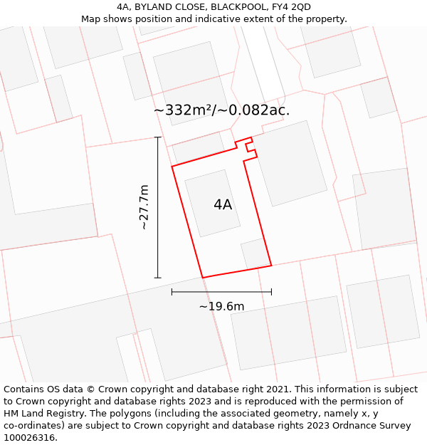 4A, BYLAND CLOSE, BLACKPOOL, FY4 2QD: Plot and title map