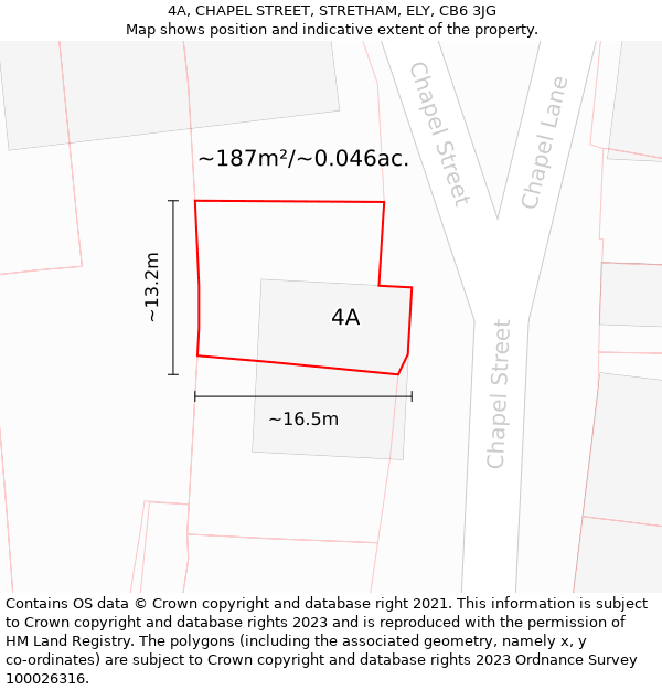 4A, CHAPEL STREET, STRETHAM, ELY, CB6 3JG: Plot and title map