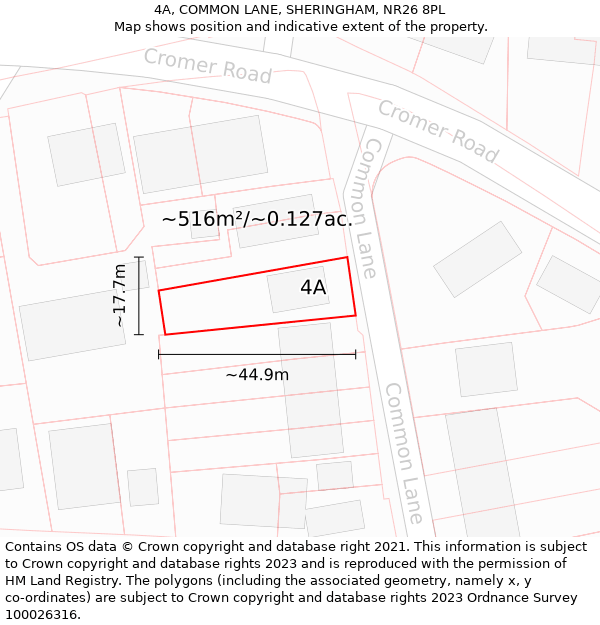 4A, COMMON LANE, SHERINGHAM, NR26 8PL: Plot and title map