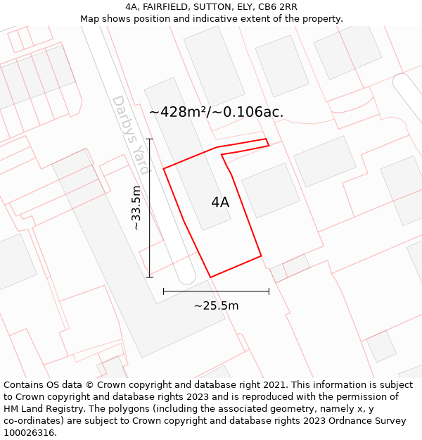4A, FAIRFIELD, SUTTON, ELY, CB6 2RR: Plot and title map
