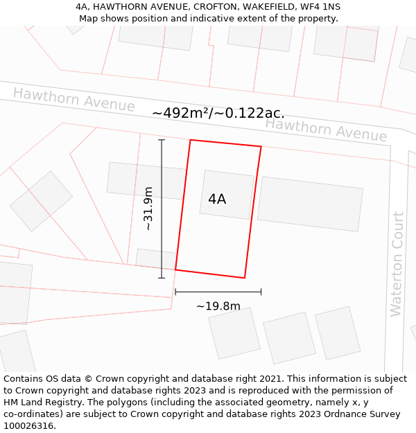 4A, HAWTHORN AVENUE, CROFTON, WAKEFIELD, WF4 1NS: Plot and title map