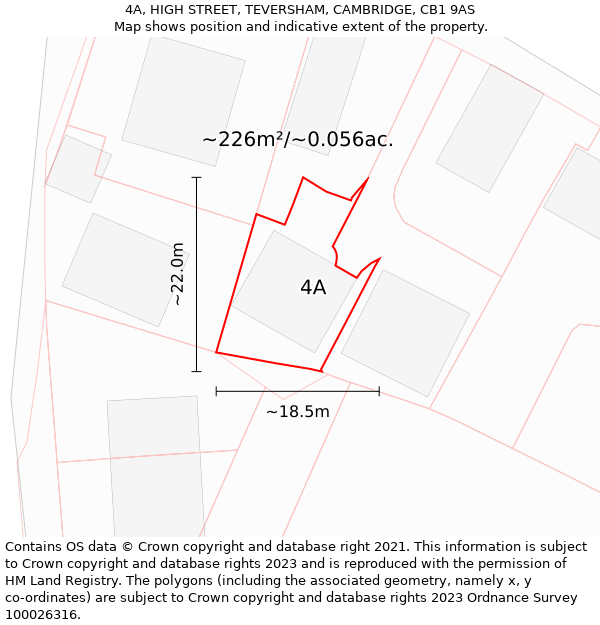 4A, HIGH STREET, TEVERSHAM, CAMBRIDGE, CB1 9AS: Plot and title map