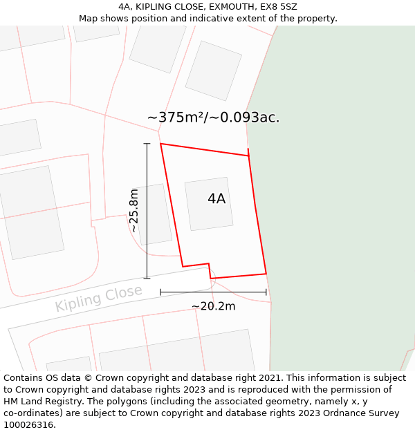 4A, KIPLING CLOSE, EXMOUTH, EX8 5SZ: Plot and title map