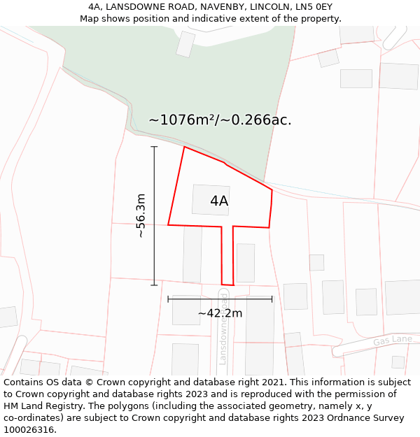 4A, LANSDOWNE ROAD, NAVENBY, LINCOLN, LN5 0EY: Plot and title map