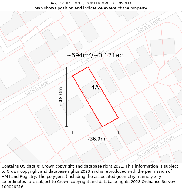 4A, LOCKS LANE, PORTHCAWL, CF36 3HY: Plot and title map