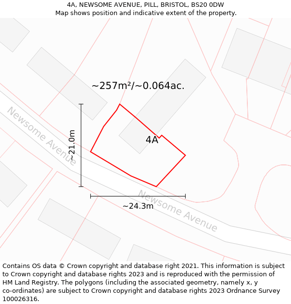 4A, NEWSOME AVENUE, PILL, BRISTOL, BS20 0DW: Plot and title map