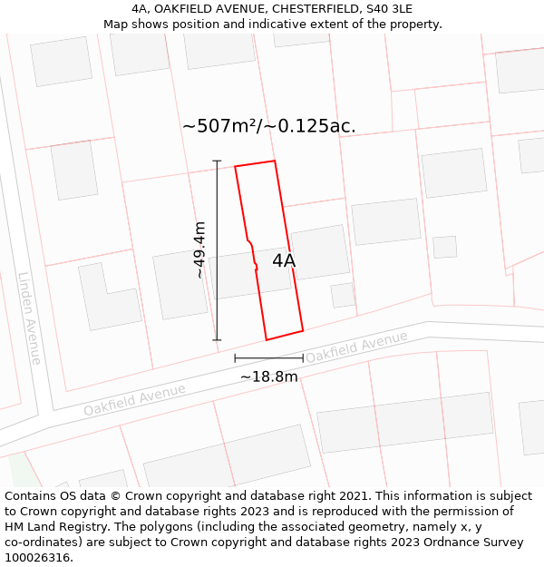 4A, OAKFIELD AVENUE, CHESTERFIELD, S40 3LE: Plot and title map