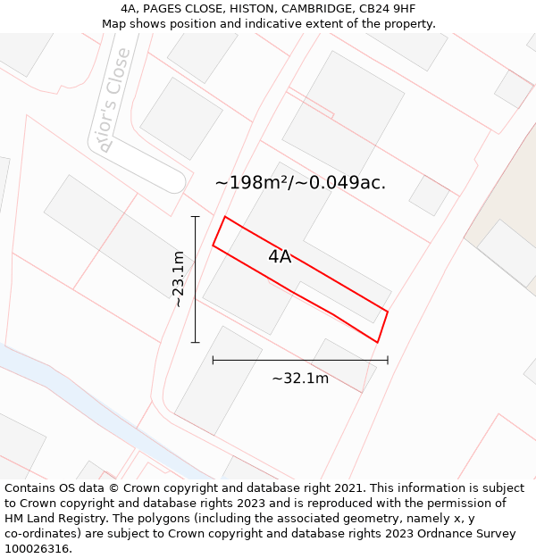 4A, PAGES CLOSE, HISTON, CAMBRIDGE, CB24 9HF: Plot and title map