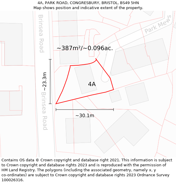 4A, PARK ROAD, CONGRESBURY, BRISTOL, BS49 5HN: Plot and title map