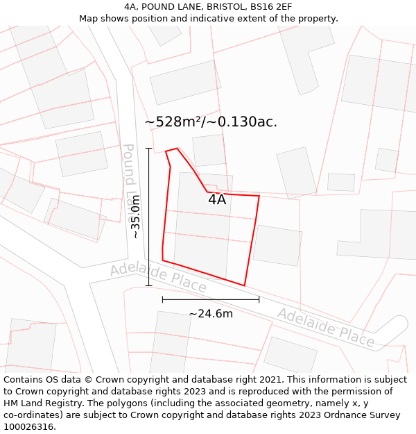 4A, POUND LANE, BRISTOL, BS16 2EF: Plot and title map