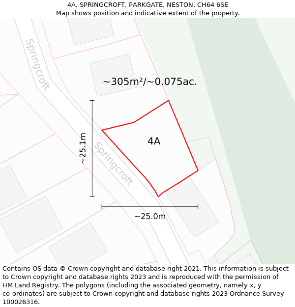 4A, SPRINGCROFT, PARKGATE, NESTON, CH64 6SE: Plot and title map