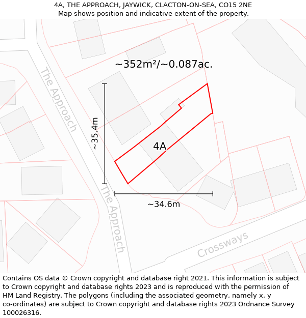 4A, THE APPROACH, JAYWICK, CLACTON-ON-SEA, CO15 2NE: Plot and title map