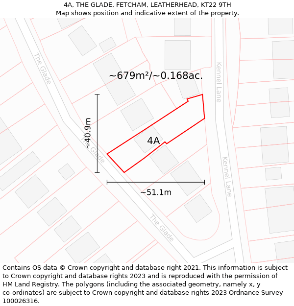 4A, THE GLADE, FETCHAM, LEATHERHEAD, KT22 9TH: Plot and title map