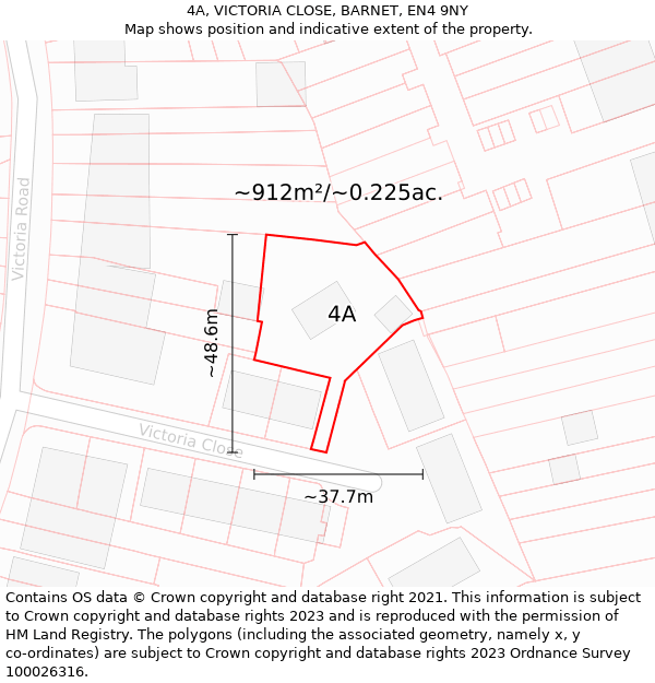 4A, VICTORIA CLOSE, BARNET, EN4 9NY: Plot and title map