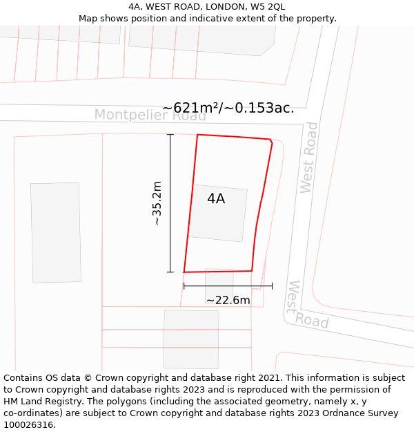 4A, WEST ROAD, LONDON, W5 2QL: Plot and title map