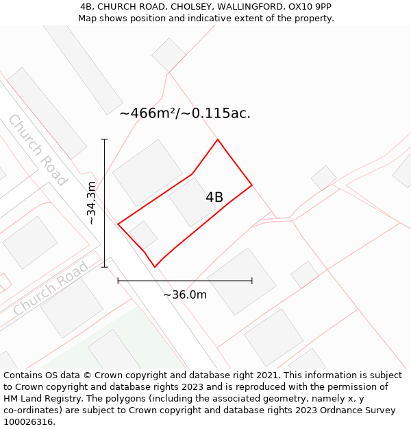 4B, CHURCH ROAD, CHOLSEY, WALLINGFORD, OX10 9PP: Plot and title map