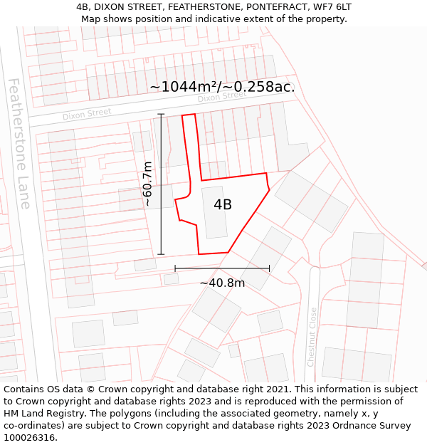 4B, DIXON STREET, FEATHERSTONE, PONTEFRACT, WF7 6LT: Plot and title map