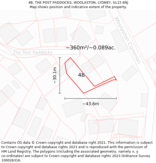 4B, THE POST PADDOCKS, WOOLASTON, LYDNEY, GL15 6NJ: Plot and title map