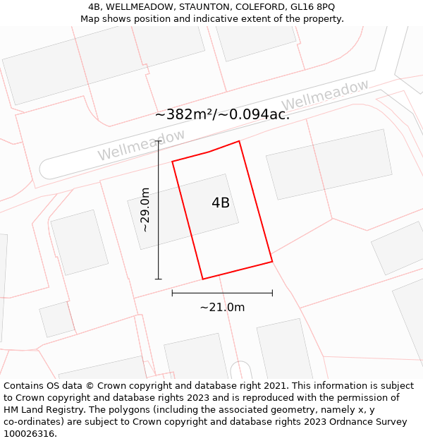 4B, WELLMEADOW, STAUNTON, COLEFORD, GL16 8PQ: Plot and title map