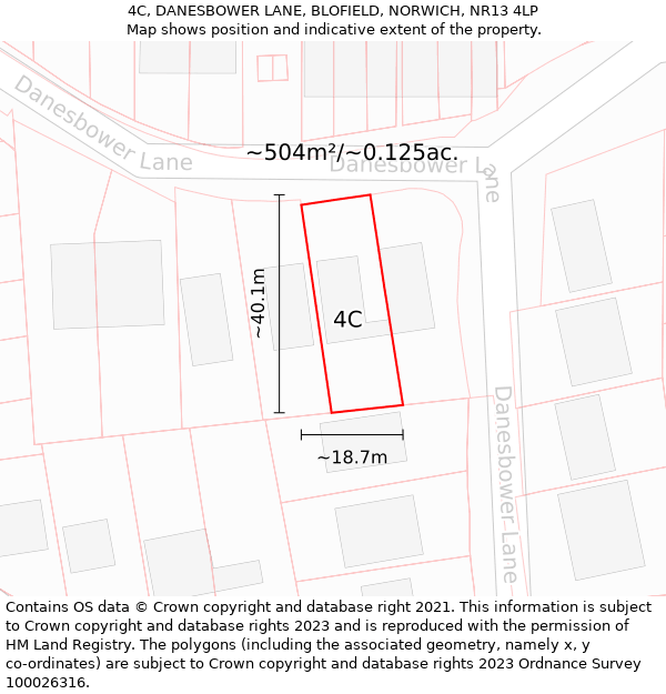 4C, DANESBOWER LANE, BLOFIELD, NORWICH, NR13 4LP: Plot and title map